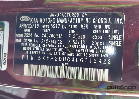 2020 Kia Telluride Lx из США, поврежденный, VIN 5XYP2DHC4LG015923